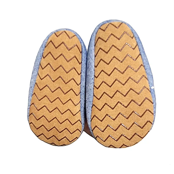 Target Brown & Blue Baby Boy Boat Crib Shoes w Faux Laces sz 3-6 Months - Picture 6 of 8